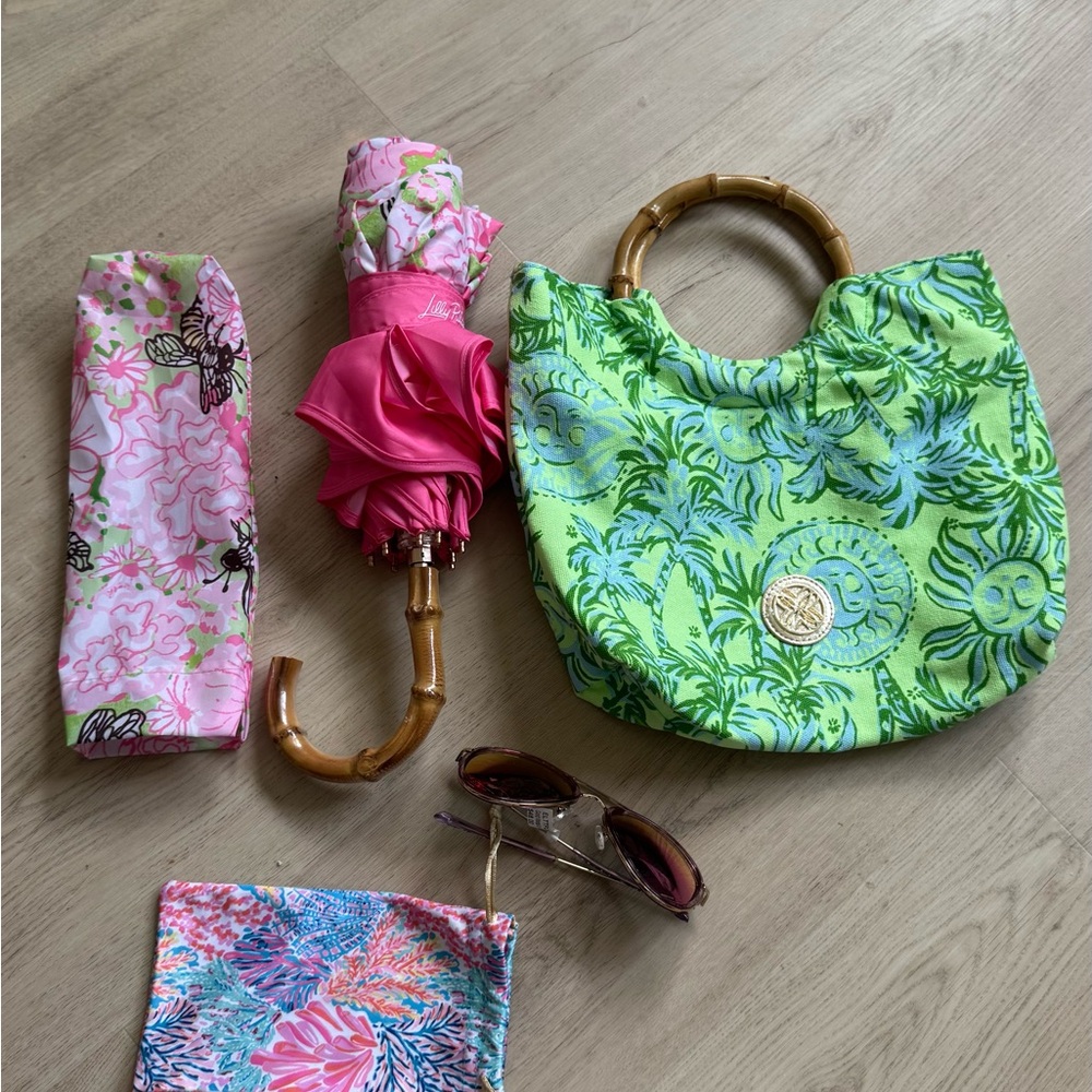Lilly Pulitzer Pink and Green Umbrella